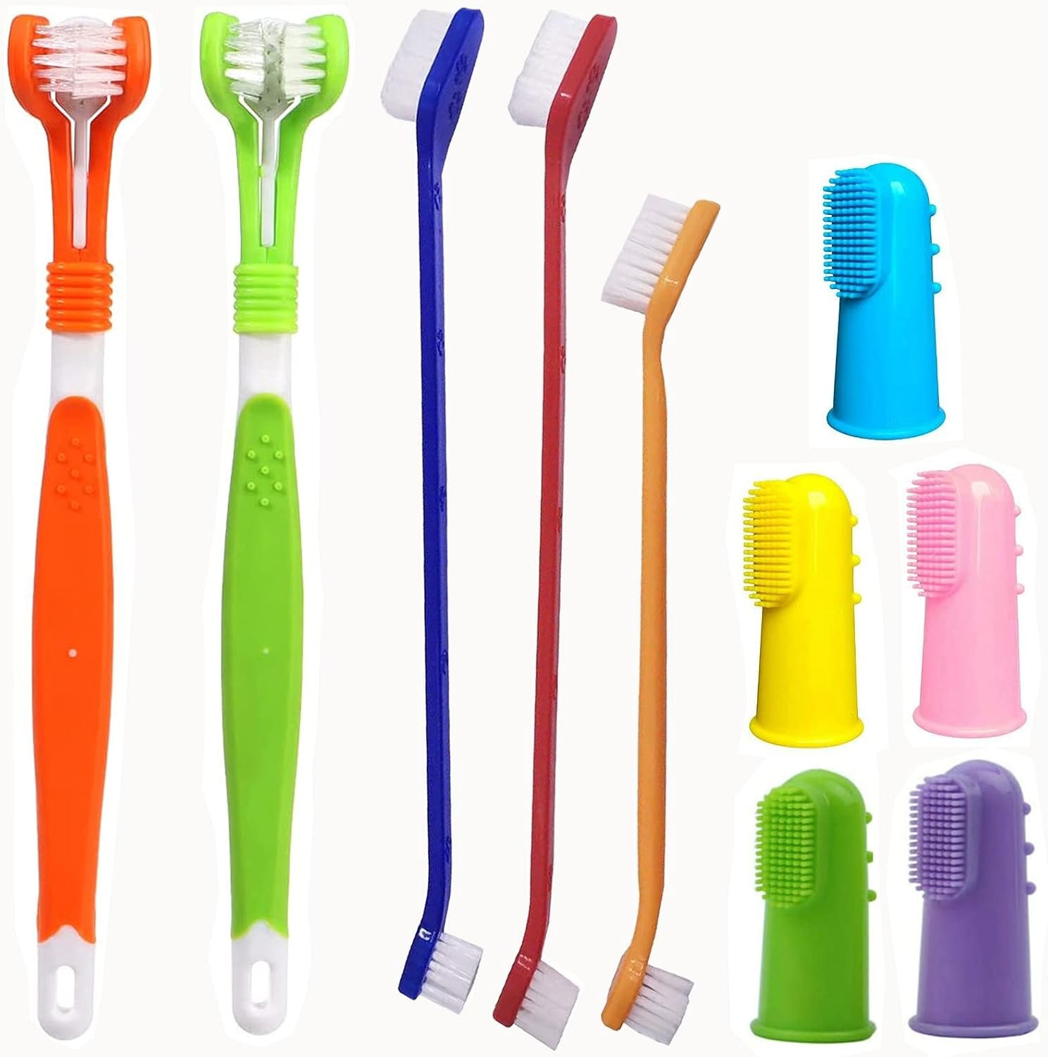 10 Pack Pet Dog Toothbrush, 2 Triple Head Pet Toothbrushes 3 Double Head Tooth Brush 5 Pack Finger Rubber Toothbrushes, Multi-Angle Dental Cleaning Brushes for Dog Cat Oral Dental Health 10 Pack Pet Dog Toothbrush, 2 Triple Head Pet Toothbrushes 3 Double Head Tooth Brush 5 Pack Finger Rubber Toothbrushes, Multi-Angle Dental Cleaning Brushes for Dog Cat Oral Dental Health