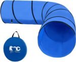 10FT Dog Agility Tunnel - Tear-Resistant Oxford Cloth Training Tunnel for All Breeds, Indoor/Outdoor Use with 4 Stakes & Carry Bag(Blue)
