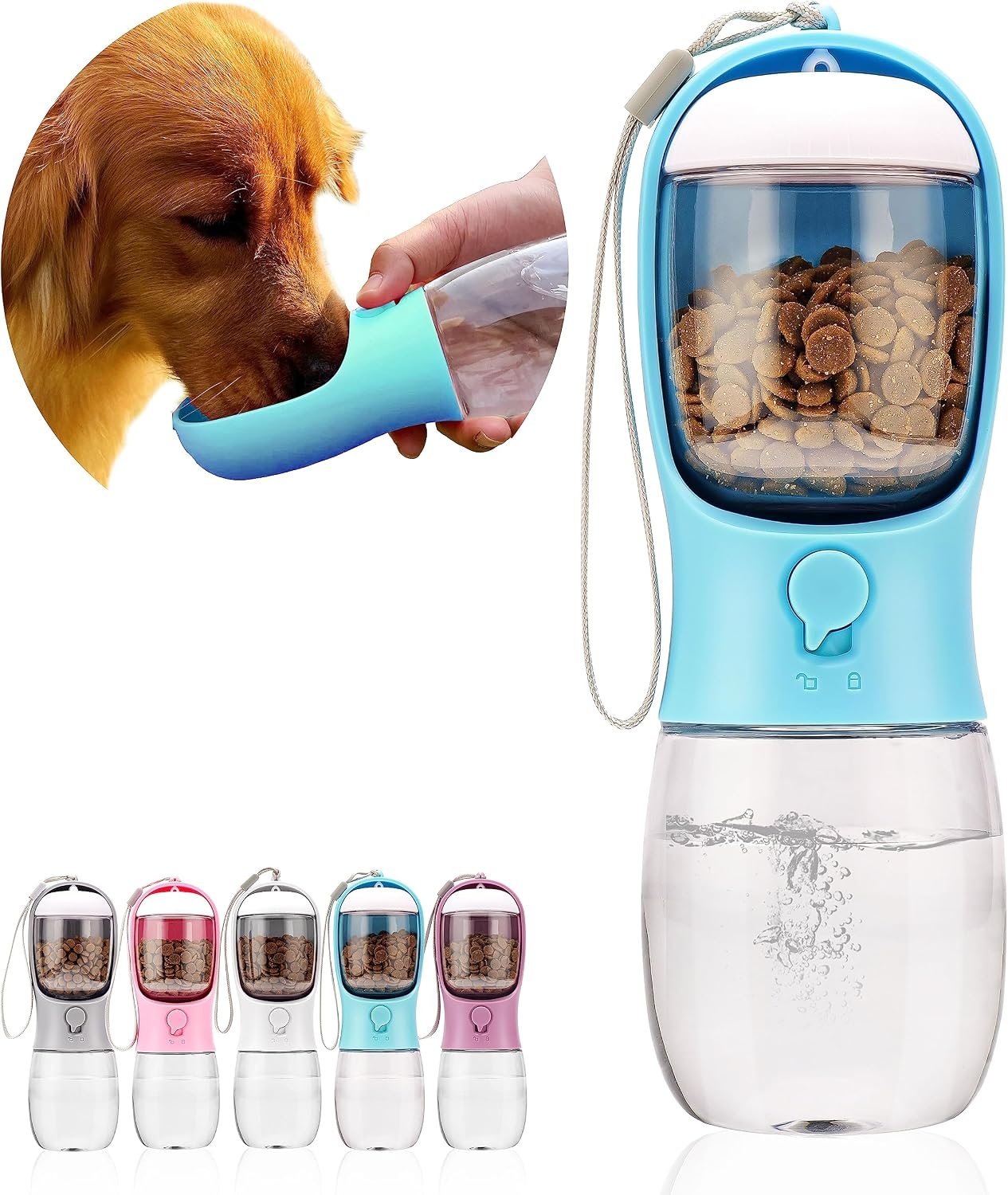 10oz Dog Water Bottle with Food Container, Portable for Travel 10oz Dog Water Bottle with Food Container, Portable for Travel