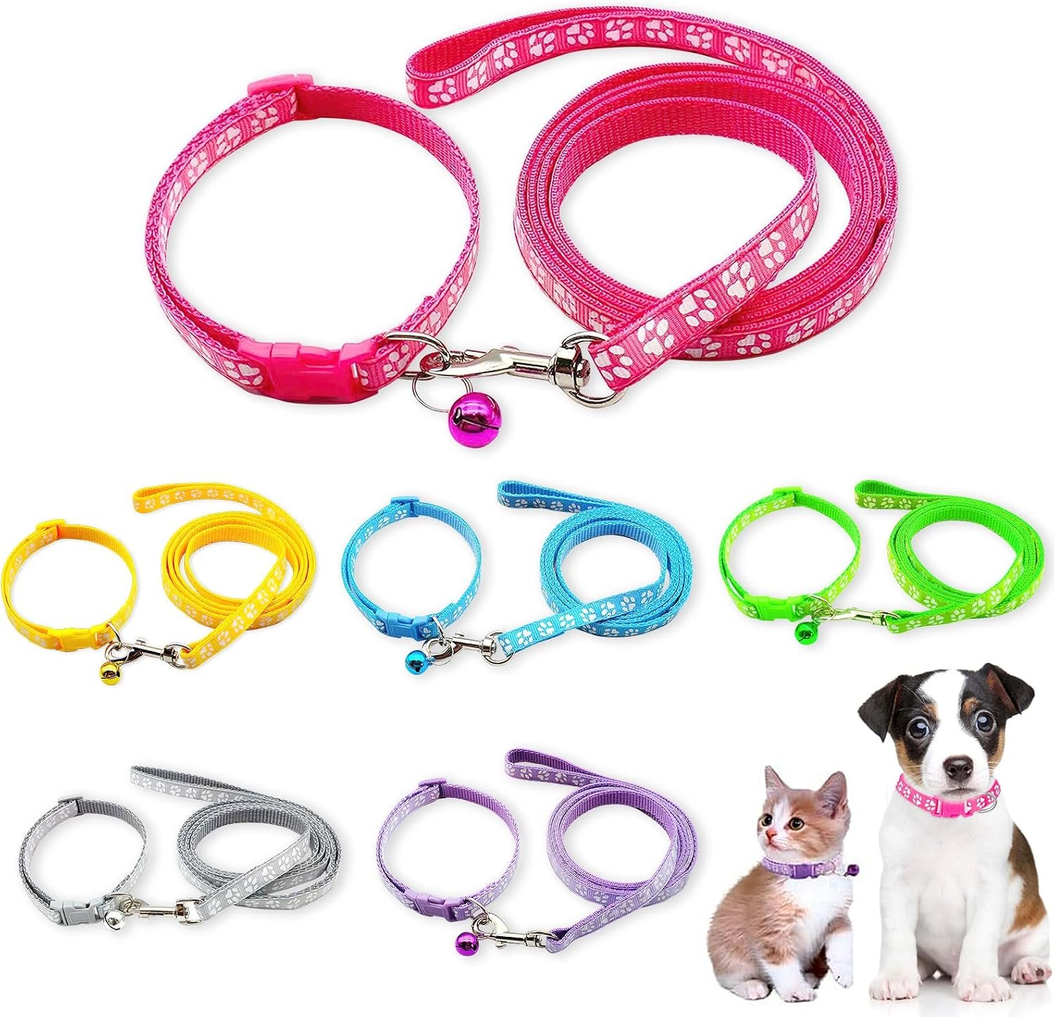 12 PCS Dog Collar and Leash Set for Small Dogs Puppy Kitten 12 PCS Dog Collar and Leash Set for Small Dogs Puppy Kitten