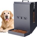 17 Lbs Automatic Dog Feeder, Hanging Metal Cage Kennel, Large Breed