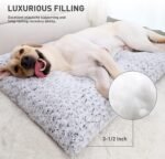 KSIIA Washable Dog Bed Medium Size Dog Crate Bed Plush Pet Mat 35"x23" Gray - Image 3