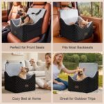 JOEJOY Elevated Dog Car Seat for Small/Medium Dogs up to 35 lbs, Memory Foam Booster Seat with Detachable Washable Cover, Travel-Safe Car Bed with Safety Belts & Storage Pockets, Grey - Image 9