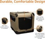 Amazon Basics Portable Folding Soft Dog Crate, Double Door, Collapsible Travel Kennel, Easy to Assemble, Medium, 29.92" x 21.3" x 21.3", Tan - Image 4