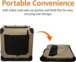 Amazon Basics Portable Folding Soft Dog Crate, Double Door, Collapsible Travel Kennel, Easy to Assemble, Medium, 29.92" x 21.3" x 21.3", Tan - Image 5
