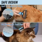 Docrok Pet Grooming Combo - Blue Deshedding Brush with Metal Comb for Detangling and Dematting Long, Matted Fur on Cats and Dogs - Image 3