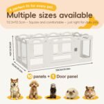 Foldable Clear Acrylic Dog Playpen with Door, 23.6" Acrylic Puppy Playpen, Easy Assemble Indoor Pet Fence with White Frame, Clear Dog Playpen for Puppies & Animal - Image 3