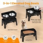 URPOWER Elevated Dog Bowls, 3-in-1 Double Deck Raised Dog Bowl Stand - Image 4