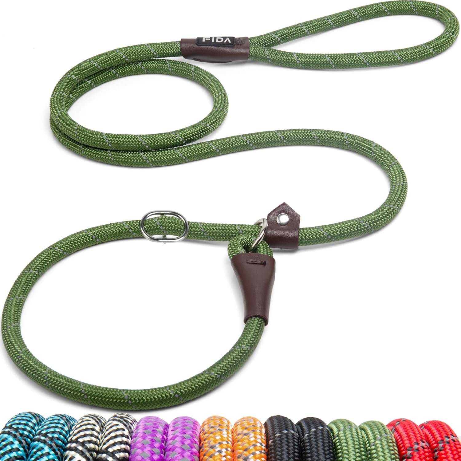 Fida Durable Slip Lead Dog Leash, 6 FT x 1/2″ Dog Training Leash, Green Fida Durable Slip Lead Dog Leash, 6 FT x 1/2″ Dog Training Leash, Green