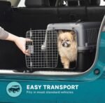 SportPet Airline Compliant Small 24" Travel Dog Kennel - Durable Plastic Airline Pet Carrier (No Wheels) & Food Bowls, Collapsible Indoor/Outdoor Dog Kennel, Dogs up to 21" L & 13" H - Dark Gray - Image 9