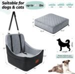 Lealchum Dog car seat for Medium Dogs,Easy to Install with Adjustable Straps,Anti Slip Bottom pet car Bed,Fully Detachable and Washable pet Travel Bed (Black/Grey, Medium) - Image 3