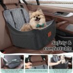 Lealchum Dog car seat for Medium Dogs,Easy to Install with Adjustable Straps,Anti Slip Bottom pet car Bed,Fully Detachable and Washable pet Travel Bed (Black/Grey, Medium) - Image 7