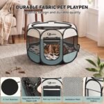 Siedihit Dog Cat Playpen, Puppy Pet Playpen Indoor for Small Dog Crate Tent Cage Outdoor, Portable Pop Up Dogs Enclosure Kennel with Carrying Case for Dogs/Cats/Rabbits(Grey, Small - Image 6