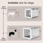 Collapsible Dog Crate for Medium/Small Dogs - 28" L Foldable Dog Cage No-Tool Assembly, Travel Dog Crate with 2 Wheels - Easy to Carry, Space-Saving, Indoor Outdoor Use, 27.96"(L) X18.3(W) X20.87(H) - Image 3