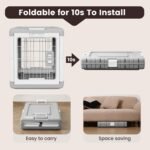 Collapsible Dog Crate for Medium/Small Dogs - 28" L Foldable Dog Cage No-Tool Assembly, Travel Dog Crate with 2 Wheels - Easy to Carry, Space-Saving, Indoor Outdoor Use, 27.96"(L) X18.3(W) X20.87(H) - Image 5