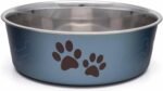 Loving Pets Bella Dog Bowls- Stainless Steel Dog & Cat Bowls - Spill Proof Dog Food Bowl, Cat Bowl, Puppy Essentials & Pet Supplies Great for Home & Travel (Medium 20-35 lbs, Blueberry)