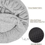 JOEJOY Small Dog Bed Cat Bed with Hooded Blanket, Cozy Cuddler Luxury Puppy Pet Bed, Donut Round Calming Anti-Anxiety Dog Burrow Cave Bed - Anti-Slip Bottom and Machine Washable 23 inch - Image 4