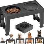 XIAZ Elevated Dog Bowls Large Breed Raised Dogs Bowl Stand Large/Medium Sized Dog Slow Feeder Dogs Bowls Food Water Stands 5 Heights Adjustable 9/11/12/14in Pet Feeder Dish Station