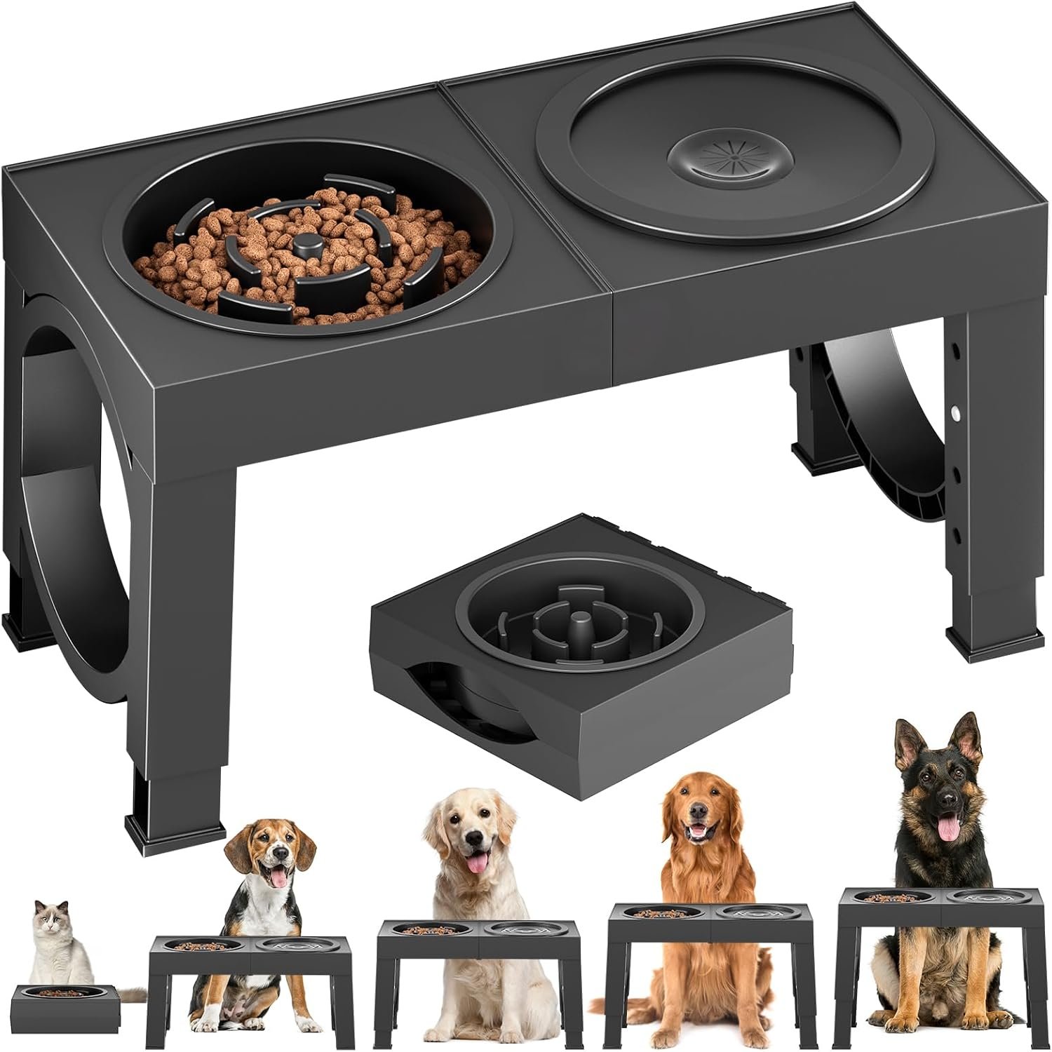 XIAZ Elevated Dog Bowls Large Breed Raised Dogs Bowl Stand Large/Medium Sized Dog Slow Feeder Dogs Bowls Food Water Stands 5 Heights Adjustable 9/11/12/14in Pet Feeder Dish Station XIAZ Elevated Dog Bowls Large Breed Raised Dogs Bowl Stand Large/Medium Sized Dog Slow Feeder Dogs Bowls Food Water Stands 5 Heights Adjustable 9/11/12/14in Pet Feeder Dish Station