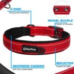PetiFine Dog Collar with Metal Buckle, Heavy Duty Dog Collar with Soft Neoprene Padded, Adjustable Reflective Nylon Dog Collars for Small Medium Large Dogs, Red,S - Image 3