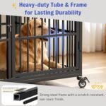 Rexwelten 54 Inch Heavy Duty Dog Crate for Extra Large Dogs with Self-Locking Latch, XXL Escape-Proof Steel Kennel Indoor, Metal Pet Cage with Wheels for Big Dan, - Image 3