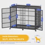Rexwelten 54 Inch Heavy Duty Dog Crate for Extra Large Dogs with Self-Locking Latch, XXL Escape-Proof Steel Kennel Indoor, Metal Pet Cage with Wheels for Big Dan, - Image 6