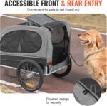 VEVOR Dog Bike Trailer, Supports up to 88 lbs, Pet Cart Bicycle Carrier, Easy Folding Frame with Quick Release Wheels, Universal Bicycle Coupler, Reflectors, Flag, Collapsible to Store - Image 5