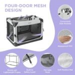 Lesure Portable Soft Collapsible XL Dog Crate, 42in Light Grey - Image 5