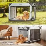 Lesure Portable Soft Collapsible XL Dog Crate, 42in Light Grey - Image 7