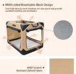 Garnpet 36 Inch Collapsible Soft Dog Crate for Large Dogs, 4-Door Foldable Travel Dog Kennel with Durable Mesh Windows for Indoor & Outdoor Portable Pet Crate, Soft Side Dog Crate, Beige - Image 6
