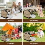 Garnpet 36 Inch Collapsible Soft Dog Crate for Large Dogs, 4-Door Foldable Travel Dog Kennel with Durable Mesh Windows for Indoor & Outdoor Portable Pet Crate, Soft Side Dog Crate, Beige - Image 7