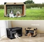 Garnpet 36 Inch Collapsible Soft Dog Crate for Large Dogs, 4-Door Foldable Travel Dog Kennel with Durable Mesh Windows for Indoor & Outdoor Portable Pet Crate, Soft Side Dog Crate, Beige - Image 8