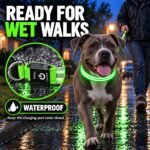 Light Up Dog Collar for Night Walking, Reflective LED Collar(Green, Large) - Image 4