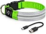 Light Up Dog Collar for Night Walking, Reflective LED Collar(Green, Large) - Image 5