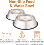 Amazon Basics Stainless Steel Non-Skid Dog Water And Food Bowls, Dishwasher Safe, Rust Resistant, 38oz Capacity, 10 x 2.8 Inches, 2-Pack - Image 3
