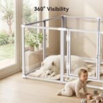Clear Acrylic Dog Play Pen Indoor Pet Enclosure for Small Dogs & Cats, Outdoor Use with Door, Easy Assemble & Cleaning (White, 24“H, 10-Panel) - Image 5