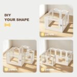 Foldable Clear Acrylic Dog Playpen with Door, 23.6" Acrylic Puppy Playpen, Easy Assemble Indoor Pet Fence with White Frame, Clear Dog Playpen for Puppies & Animal (White, 23.6‘H, 6 Panels + 1 Door) - Image 7