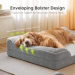 CWAWZ Extra Large Dog Bed, Orthopedic Dog Bed with Cooling Gel Memory Foam, Waterproof XL Pet Bed with Removable Washable Cover, 42" Pet Sofa Couch Dutch Velvet with Bone Toy, Light Gray - Image 4