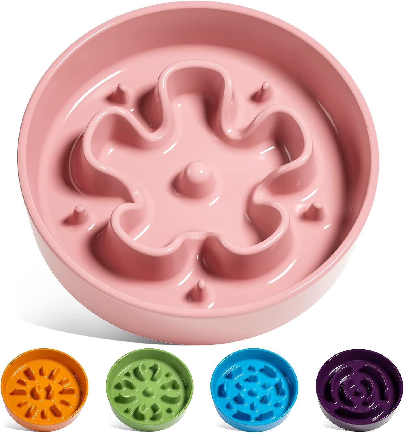 LE TAUCI Ceramic Slow Feeder Dog Bowls Small Breed, 0.6 Cups Dog Food Dish for Fast Eaters, Puzzle Bowl for Small Dogs and Cats,Pink Bloom LE TAUCI Ceramic Slow Feeder Dog Bowls Small Breed, 0.6 Cups Dog Food Dish for Fast Eaters, Puzzle Bowl for Small Dogs and Cats,Pink Bloom