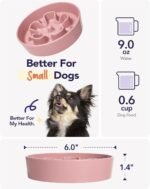 LE TAUCI Ceramic Slow Feeder Dog Bowls Small Breed, 0.6 Cups Dog Food Dish for Fast Eaters, Puzzle Bowl for Small Dogs and Cats,Pink Bloom - Image 4