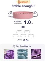 LE TAUCI Ceramic Slow Feeder Dog Bowls Small Breed, 0.6 Cups Dog Food Dish for Fast Eaters, Puzzle Bowl for Small Dogs and Cats,Pink Bloom - Image 7