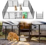 FXW Instant Dog Playpen with RV Step Grid for RV Camping, 40" H, 16 Panels