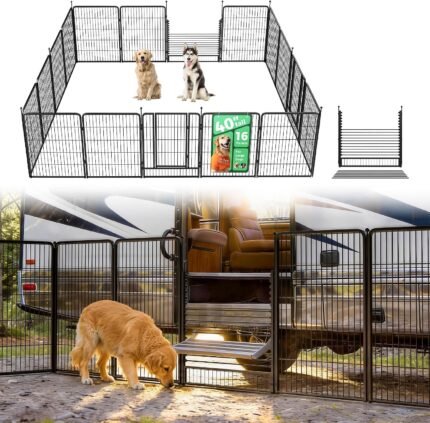 FXW Instant Dog Playpen with RV Step Grid for RV Camping, 40" H, 16 Panels