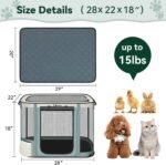 Siedihit Grey 28" Dog Playpen with Pee Pad,Cat Puppy Crate Indoor Outdoor - Image 8