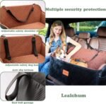Lealchum Dog Car Seat for Large Size Dog,Soft Fabric Car Dog Bed Filling Memory Foam,2 Clip-On Safety Leashs and 2 Pockets,Removable and Washable Comfy Pet Car Seat(Black/Brown, Large) - Image 4