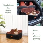 Lealchum Dog Car Seat for Large Size Dog,Soft Fabric Car Dog Bed Filling Memory Foam,2 Clip-On Safety Leashs and 2 Pockets,Removable and Washable Comfy Pet Car Seat(Black/Brown, Large) - Image 6