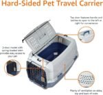 Amazon Basics Sturdy Portable 2-Door Top-Load Hard-Sided Pet Travel Carrier with Secure Ventilation, Handle, Front & Top Entry for Dogs, Cats, 22.8"L x 15"W x 13"H, Gray & Blue - Image 4