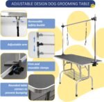 ROOMTEC 46" Dog Grooming Table,Foldable Home Pet Bathing Station with Adjustable Height Arm/Noose/Mesh Tray - Image 5