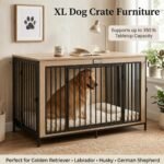 48" XL Dog Crate Furniture for Large Dogs,Farmhouse Light Oak Wood Dog Kennel, Heavy DutyAnti-Chew Steel Frame, Escape Proof Pet Crate, 3Door Indoor Dog House, TV Stand EntertainmentCenter 350LB - Image 3