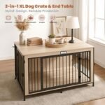 48" XL Dog Crate Furniture for Large Dogs,Farmhouse Light Oak Wood Dog Kennel, Heavy DutyAnti-Chew Steel Frame, Escape Proof Pet Crate, 3Door Indoor Dog House, TV Stand EntertainmentCenter 350LB - Image 4